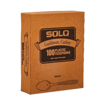 CUTLERY | SOLO GBX7TW-0007 Guildware Extra Heavyweight Plastic Teaspoons - White (100/Box)