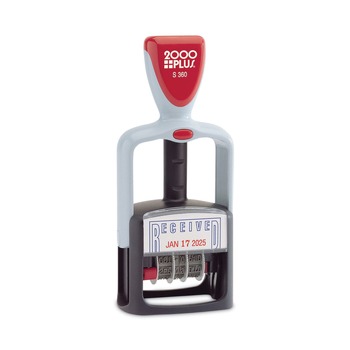 JUST LAUNCHED | COSCO 2000PLUS 011034 Model S 360 1.75 in. x 1 in. 2-Color "Received" Self-Inking Message Dater - Blue/Red