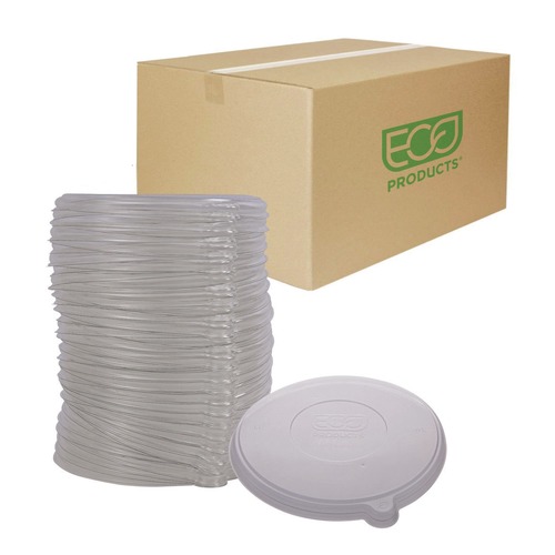 Food Trays, Containers, and Lids | Eco-Products EP-BLRLID 7.93 in. x 0.6 in. Worldview 100% Recycled Content Lid - Clear (400/Carton) image number 0