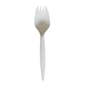 Boardwalk BWKSPORKWHPPIW Mediumweight Wrapped Polypropylene Plastic Spork Cutlery - White (1000/Carton)
