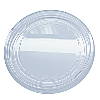 Fabri-Kal 000000000009501020 Recycleware Flat Plug Fit Round Plastic Deli Container Lids - Clear (500/Carton)