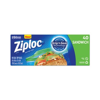Ziploc 383179 6.5 in. x 5.88 in. Resealable Sandwich Bags - Clear (480/Carton)
