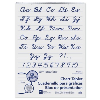 OFFICE PRESENTATION SUPPLIES | Pacon P0074610 24 in. x 32 in. 25 Sheets 1 in. Rule Presentation Format Chart Tablets - White