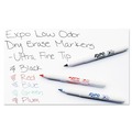 Washable Markers | EXPO 1871774K Extra-Fine Bullet Tip Low-Odor Dry-Erase Marker - Black (4/Pack) image number 7