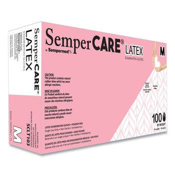  | SemperCare SCLT103 Latex Examination Gloves - Cream/Medium (100/Box)