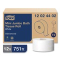 Toilet Paper | Tork 12024402 Advanced 3.48 in. x 751 ft. 2-Ply Septic Safe Mini-Jumbo Roll Bath Tissue - White (12/Carton) image number 1