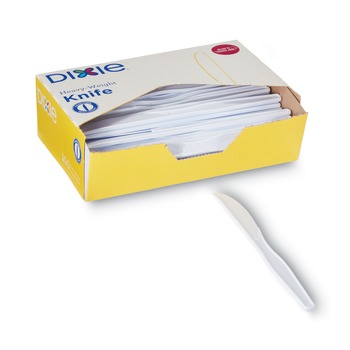 Dixie KH207 Heavyweight Plastic Cutlery Knives - White (100/Box)