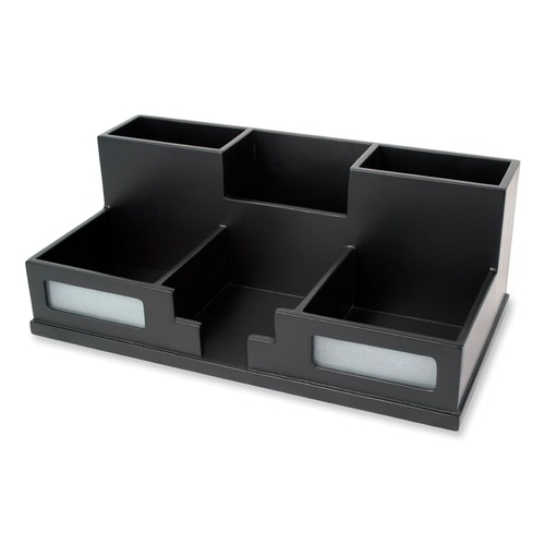 Desktop Organizers | Victor 9525-5 10.5 in. x 5.5 in. x 4 in. 6 Compartments Wood Desk Organizer with Smartphone Holder - Midnight Black image number 0