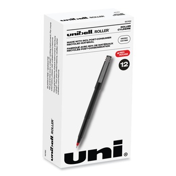  | uni-ball 60152 0.5 mm Stick Roller Ball Pen - Red Ink/Black/Red Barrel/Extra-Fine (1-Dozen)