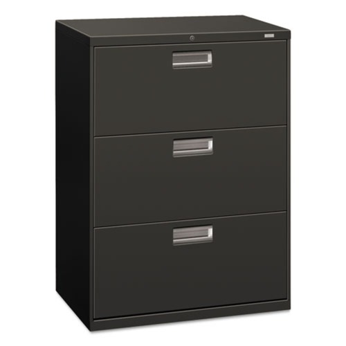 Just Launched | HON H673.L.S Brigade 600 Series 30 in. x 18 in. x 39.13 in. 3 Legal/Letter Size Lateral File Drawers - Charcoal image number 0