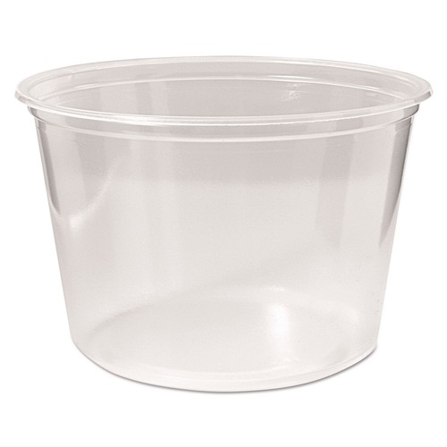 Food Trays, Containers, and Lids | Fabri-Kal 000000000009505102 4.6 in. Diameter x 3 in. h 16 oz Microwavable Plastic Deli Containers - Clear (500/Carton) image number 0