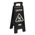 Cleaning Carts | Rubbermaid Commercial 1867505 Executive 2-Sided 10-9/10 in. x 26-1/10 in. Multi-Lingual Caution Sign - Black/White image number 2
