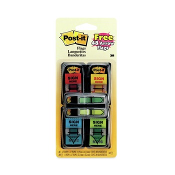 PAGE FLAGS | Post-it Flags 680-SH4VA 1 in. Sign Here Arrow Message Page Flags - Four Colors (248/Pack)
