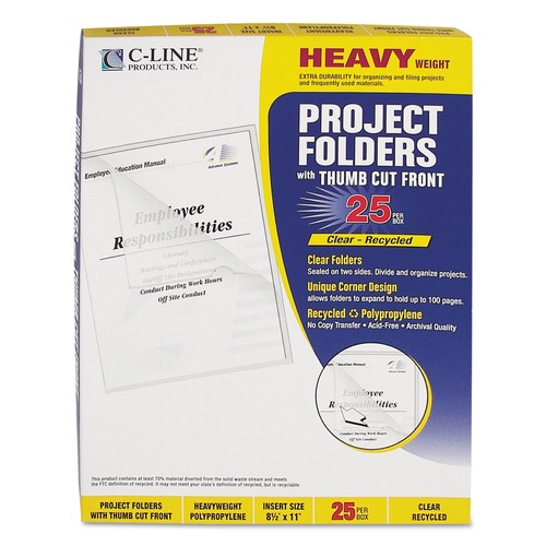 File Folders | C-Line 62127 Heavyweight Poly Project Folders - Letter, Clear (25/Box) image number 0