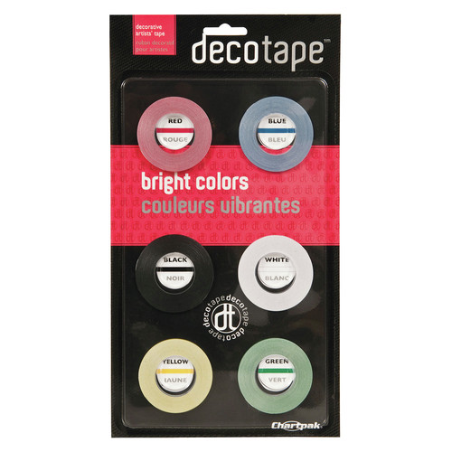 Arts & Crafts Supplies | Chartpak DEC001 Deco Bright 0.13 in. x 27 ft. 1 in. Core Decorative Tape - Assorted Colors (6/Pack) image number 0