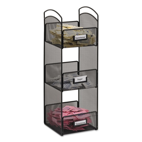 Desktop Organizers | Safco 3290BL 6 in. x 6 in. x 18 in. Steel Mesh 3 Compartments Onyx Breakroom Organizers - Black image number 0