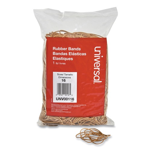 Rubber Bands | Universal UNV00116 0.04 in. Gauge Size 16 Rubber Bands - Beige (1900/Pack) image number 0