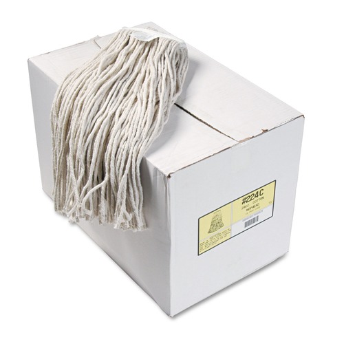 Just Launched | Boardwalk BWK224CCT 24 oz. Cotton Premium Cut-End Wet Mop Heads - White (12/Carton) image number 0