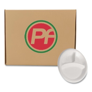 PRODUCTS | Plastifar 12201 9 in. Diameter 3-Compartment Plate Foam Dinnerware - White (500/Pack)