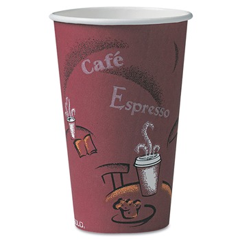 JUST LAUNCHED | SOLO OF16BI-0041 16 oz. Paper Bistro Design Hot Drink Cups - Maroon (300/Carton)