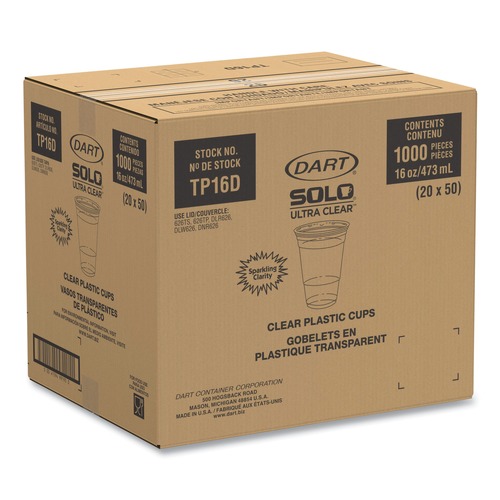  | Dart TP16D Ultra Clear 16 oz PET Cups (1000/Carton) image number 0