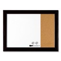 White Boards | Quartet 79283 23 x 17 Home Decor Magnetic Combo Dry Erase Board with Cork Board on Side - Tan/White Surface/Black Wood Frame image number 0