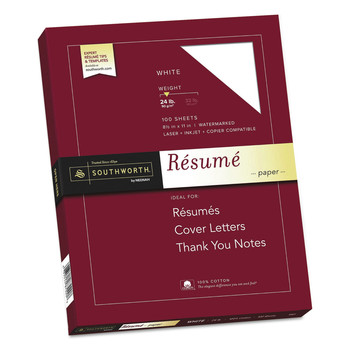 JUST LAUNCHED | Southworth R14CF 24 lbs. Bond Weight 95 Bright 100% Cotton 8.5 in. x 11 in. Resume Paper - White (100/Box)