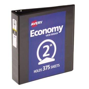 Avery 05730 3 Round Rings 2 in. Capacity 11 in. x 8.5 in. Economy View Binder - Black