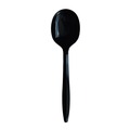Cutlery | Boardwalk BWKSOUPBLPPIW Mediumweight Wrapped Polypropylene Plastic Soup Spoon Cutlery - Black (1000/Carton) image number 0