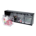 Boxes & Bins | Deflecto 20404OP 23.63 in. x 6.63 in. x 8.13 in. 4 Sections Tilt Bin Interlocking Multi-Bin Storage Organizer - Black/Clear image number 4