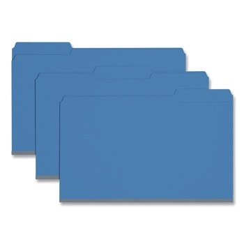 Smead 22541 1/3-Cut Tabs Assorted Legal Size 1 in. Expansion Recycled Heavy Pressboard Folders - Dark Blue (25/Box)