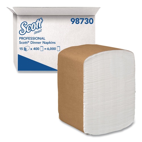 Paper Towels and Napkins | Scott 98730 12 in. x 17 in. 1-Ply Full-Fold Dispenser Napkins - White (6000/Carton) image number 0