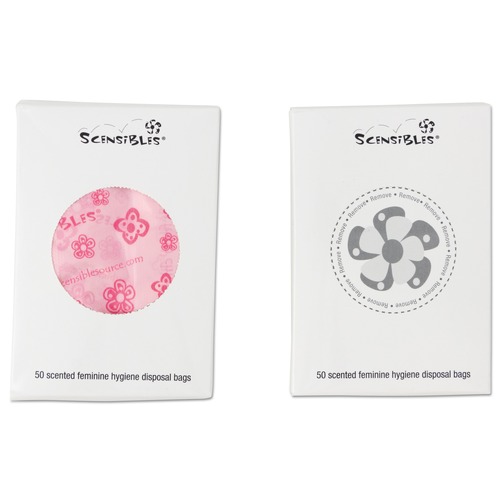 Trash & Waste Bins | HOSPECO SBX50 Scensibles 3.38 in. x 2 in. x 9.75 in. Personal Disposal Bags - Pink (50 Bags/Box, 24 Boxes/Carton) image number 0