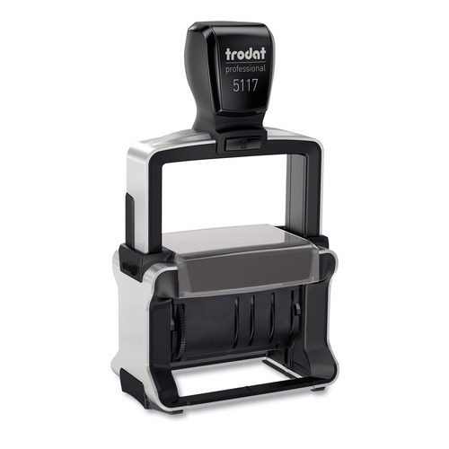 Just Launched | Trodat 5117 Printy Economy 2.25 in. x 0.38 in. Self-Inking 12-Message Date Stamp - Black image number 0