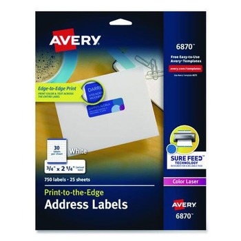 Avery 06870 Print-to-the-Edge 3/4 in. x 2-1/4 in. Return Address Labels - White (750/Pack)