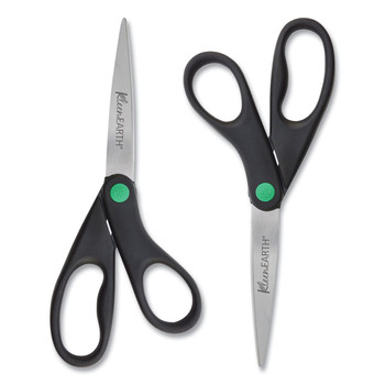  | Westcott 15179 8 in. Long x 3.25 in. Cut Length KleenEarth Scissors - Straight Black Handle (2/Pack)