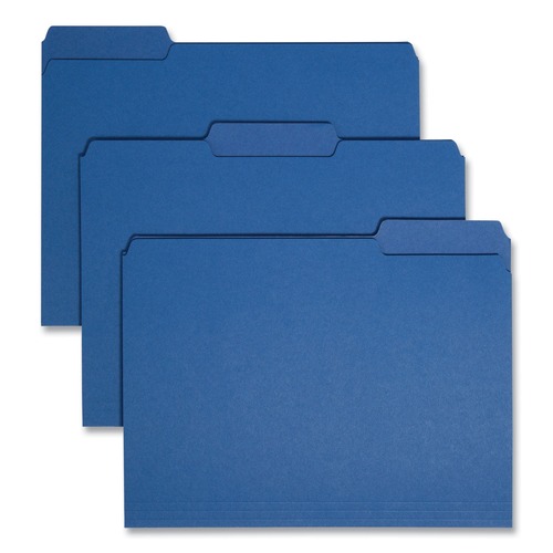 File Folders | Smead 10279 1/3-Cut Tabs Assorted Letter Size 0.75 in. Expansion Interior File Folders - Navy Blue (100/Box) image number 0