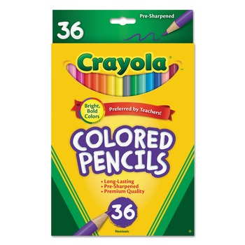 Crayola 684036 3.3 mm 2B Short-Length Colored Pencil Set - Assorted Lead and Barrel Colors (36/Set)