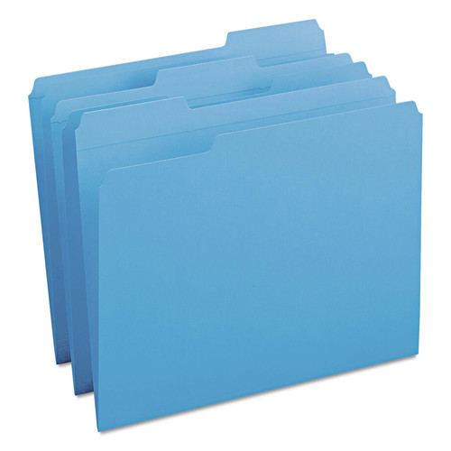 File Folders | Smead 12034 0.75 in. Expansion Reinforced 1/3-Cut Top Tab Colored File Folders - Letter Size/Blue (100/Box) image number 0