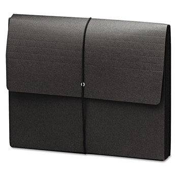 Smead 71119 5.25 in. Expansion Letter Size 1 Section Elastic Cord Closure Extra-Wide Expanding Wallets - Black (10/Box)