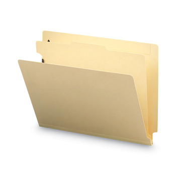 Smead 26825 2 in. Expansion 4-Fastener End Tab Classification Folders - Letter Size/Manila Exterior (10/Box)