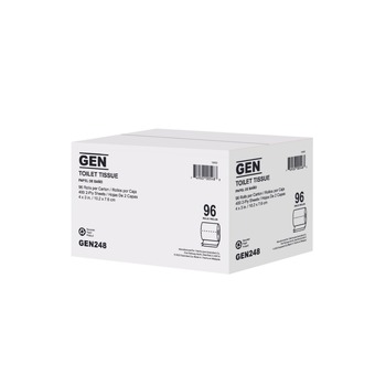 GEN GEN248 4 in. x 3 in. 2-Ply Standard Bath Tissue - White (400 Sheets/Roll, 96 Rolls/Carton)