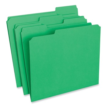 Universal UNV16162 Reinforced 1/3-Cut Assorted Top-Tab File Folders - Letter Size, Green (100/Box)
