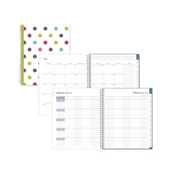 Blue Sky 100330 11 in. x 8.5 in. 2025-2026 Teacher Dots CYO Cover Weekly/Monthly Lesson Planner - Multicolor Cover