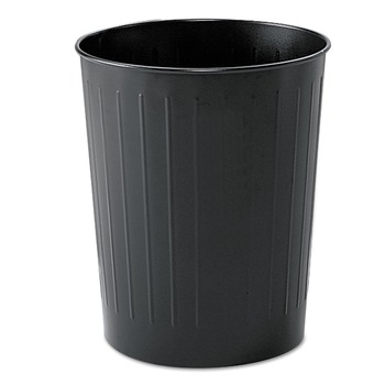 Safco 9604BL 6 Gallon Round Steel Wastebaskets - Black