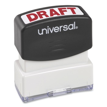 Universal UNV10049 Pre-Inked Draft Message Stamp - Red Ink