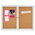 Labor Day Sale | Quartet 2124 48 in. x 36 in. Cork/Fiberboard Enclosed Cork Bulletin Board - Silver Aluminum Frame image number 1