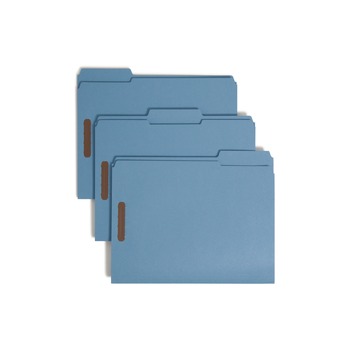 Smead 12040 0.75 in. Expansion Top Tab Colored 2-Fastener Folders - Letter Size/Blue Exterior (50/Box)