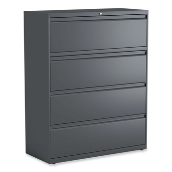 Alera 25511 42 in. x 18.63 in. x 52.5 in. 4-Drawer Lateral File - Charcoal
