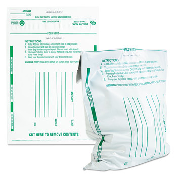 Quality Park QUA45228 10 in. x 13 in. Poly Night Deposit Bags with Tear-Off Receipt - White (100/Pack)
